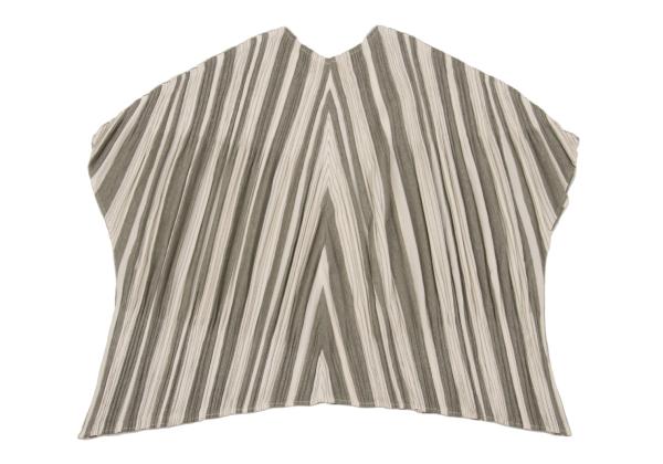 PLEATS PLEASE Crinkle Pleat Striped Blouse Beige Size 3