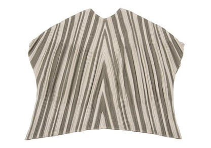 PLEATS PLEASE Crinkle Pleat Striped Blouse Beige Size 3