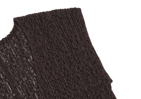 PLEATS PLEASE Lace Pleated V-Neck Dress Brown Size 5