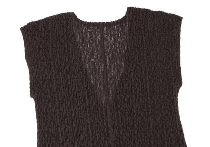 PLEATS PLEASE Lace Pleated V-Neck Dress Brown Size 5