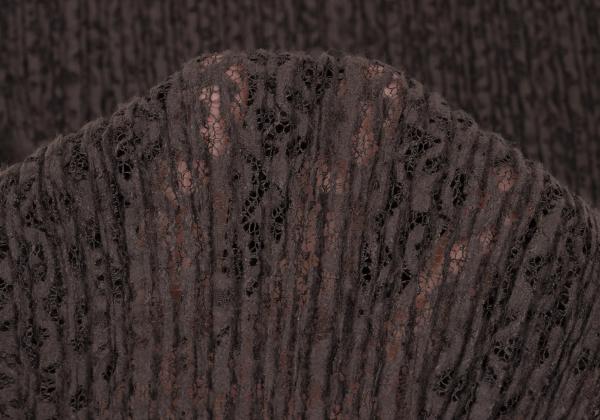 PLEATS PLEASE Lace Pleated V-Neck Dress Brown Size 5