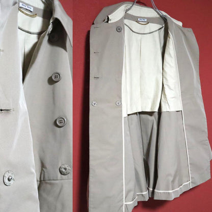 Miu Miu Beige Reconstructed A-Line Frilled Trench Size 42