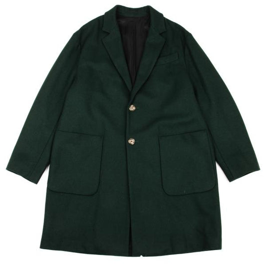 AMI Melton Wool Patch Pocket Chesterfield Coat Green Size S
