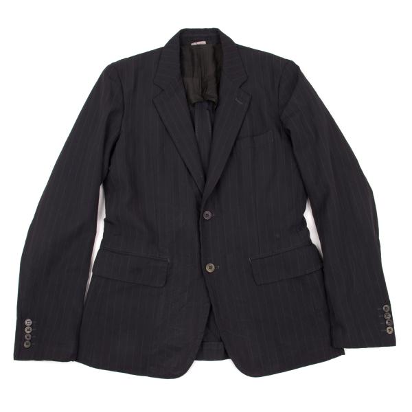 CDG Homme Deux Garment Dyed Poly Stripe Jacket Navy Size XS