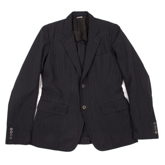 CDG Homme Deux Garment Dyed Poly Stripe Jacket Navy Size XS