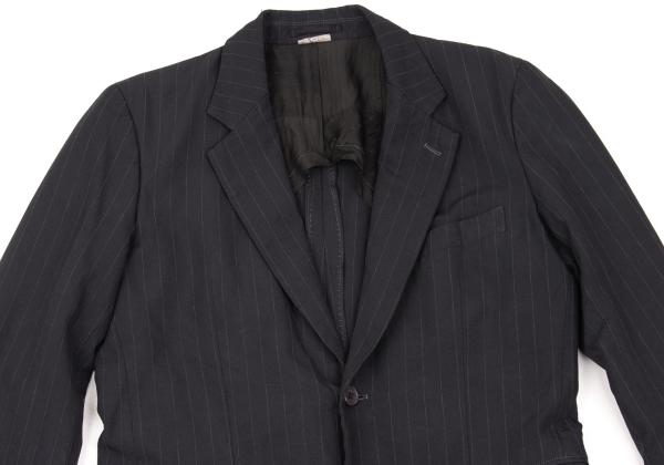 CDG Homme Deux Garment Dyed Poly Stripe Jacket Navy Size XS