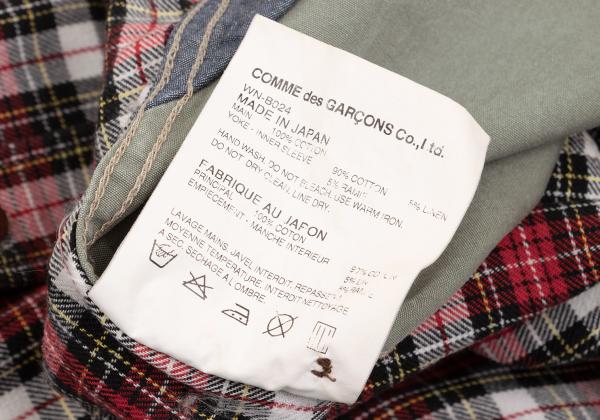 JUNYA WATANABE MAN CDG Patchwork Check Shirt Red Size S