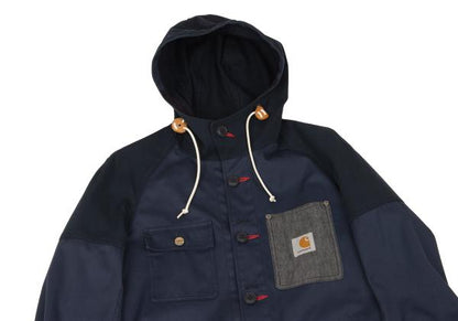 eYe Junya W x Carhartt Mixed Material Hoodie Blue Size XS