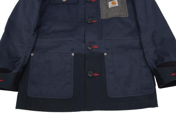 eYe Junya W x Carhartt Mixed Material Hoodie Blue Size XS