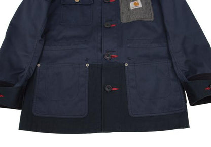 eYe Junya W x Carhartt Mixed Material Hoodie Blue Size XS