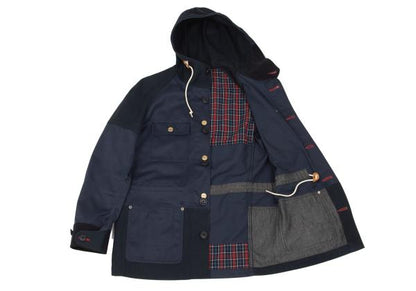 eYe Junya W x Carhartt Mixed Material Hoodie Blue Size XS