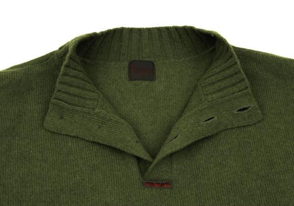 Papas Camel Wool Blend Henley High Neck Sweater Size 50L