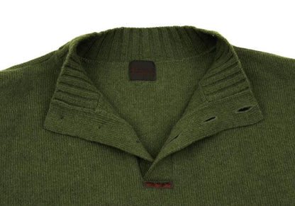 Papas Camel Wool Blend Henley High Neck Sweater Size 50L