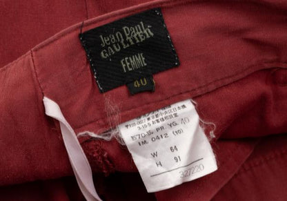 Jean Paul GAULTIER FEMME Cotton Stretch Pants Red Size 40