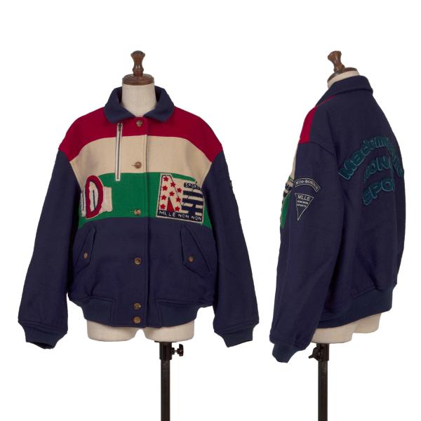 Mademoiselle NON NON Tricolor Varsity Navy Multi Jacket Size M