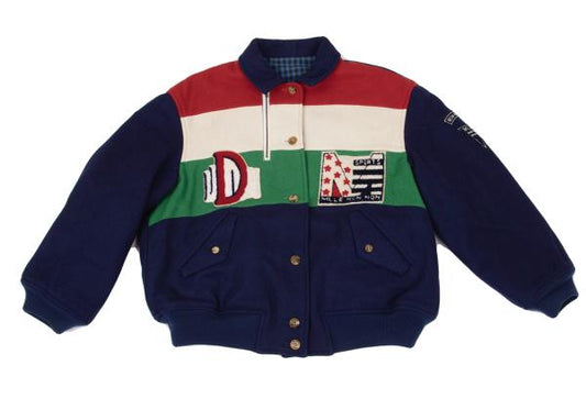 Mademoiselle NON NON Tricolor Varsity Navy Multi Jacket Size M