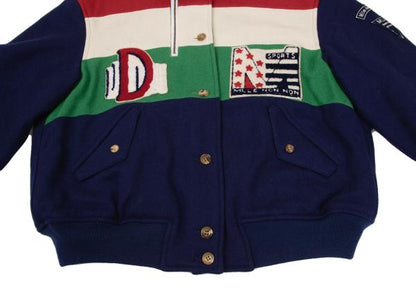 Mademoiselle NON NON Tricolor Varsity Navy Multi Jacket Size M