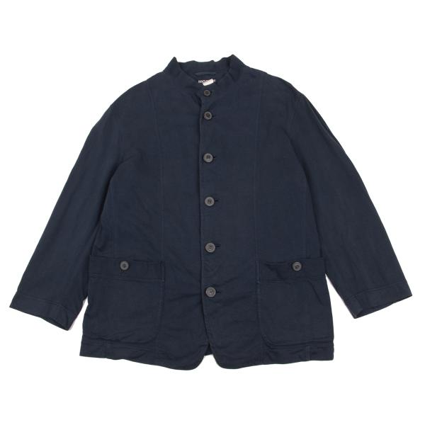 ISSEY MIYAKE MEN Cotton Jersey Mao Collar Jacket Navy Size M