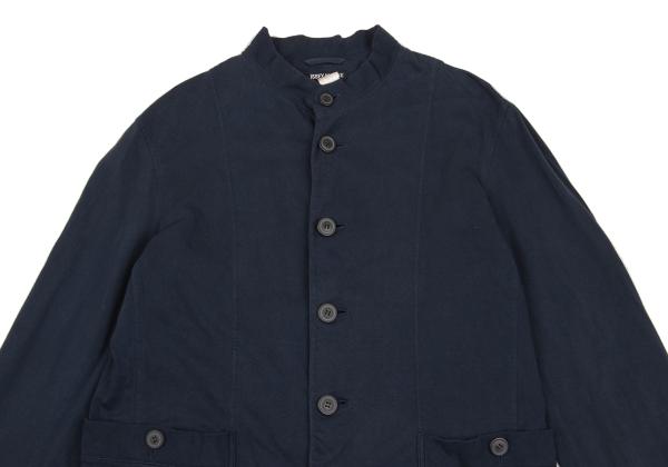 ISSEY MIYAKE MEN Cotton Jersey Mao Collar Jacket Navy Size M