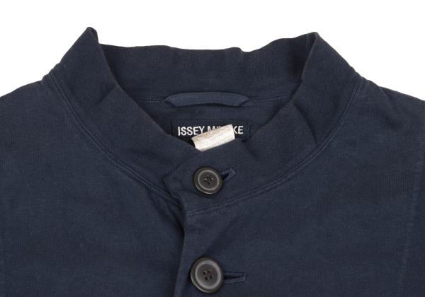 ISSEY MIYAKE MEN Cotton Jersey Mao Collar Jacket Navy Size M