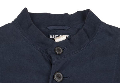 ISSEY MIYAKE MEN Cotton Jersey Mao Collar Jacket Navy Size M