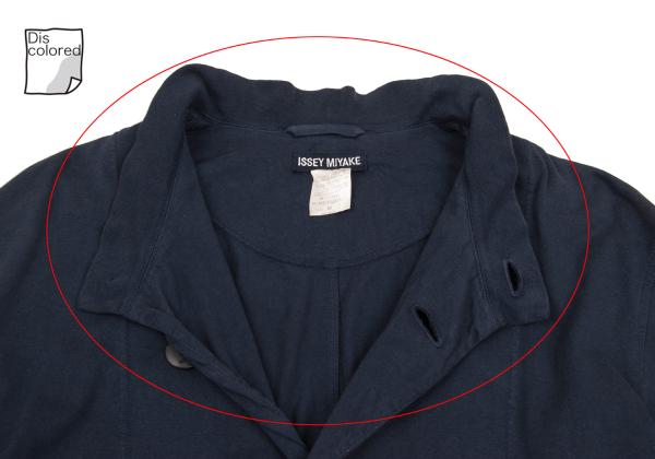 ISSEY MIYAKE MEN Cotton Jersey Mao Collar Jacket Navy Size M