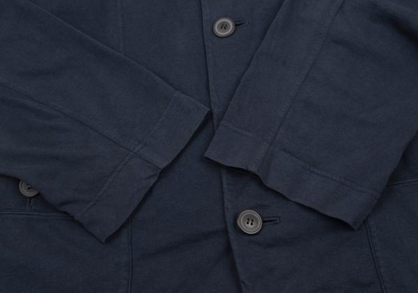 ISSEY MIYAKE MEN Cotton Jersey Mao Collar Jacket Navy Size M