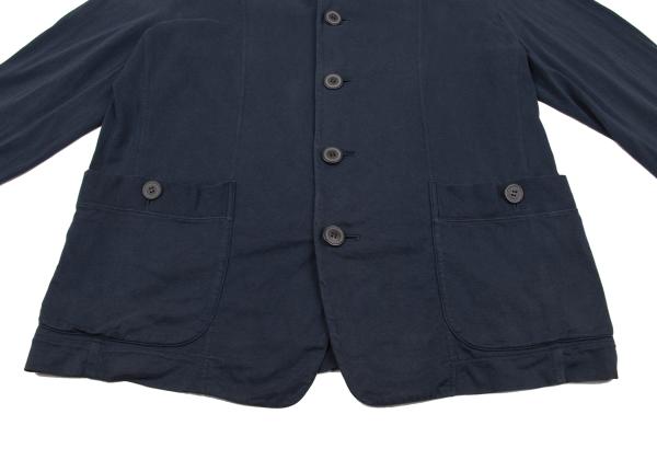 ISSEY MIYAKE MEN Cotton Jersey Mao Collar Jacket Navy Size M