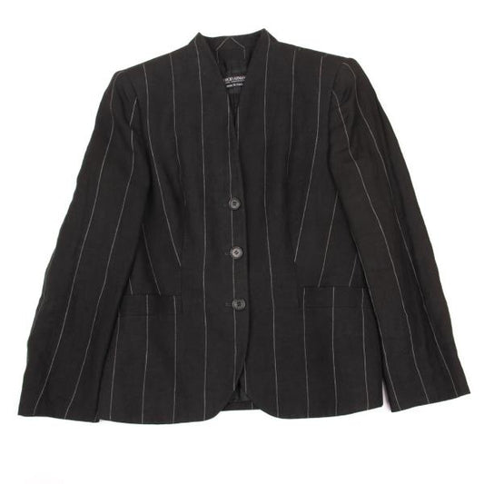 GIORGIO ARMANI Linen Stripe Collarless Jacket Gray Size 44