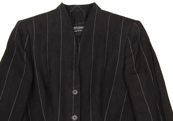 GIORGIO ARMANI Linen Stripe Collarless Jacket Gray Size 44