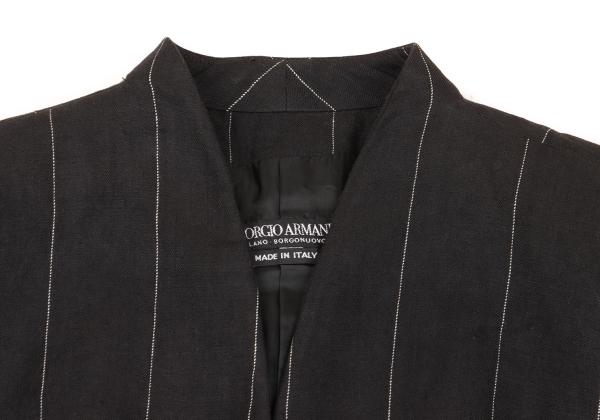 GIORGIO ARMANI Linen Stripe Collarless Jacket Gray Size 44