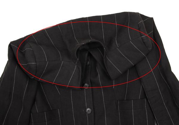 GIORGIO ARMANI Linen Stripe Collarless Jacket Gray Size 44