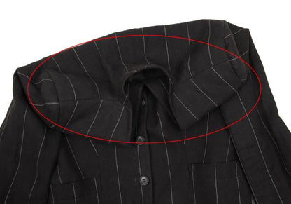 GIORGIO ARMANI Linen Stripe Collarless Jacket Gray Size 44