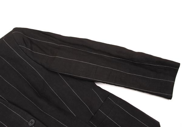 GIORGIO ARMANI Linen Stripe Collarless Jacket Gray Size 44
