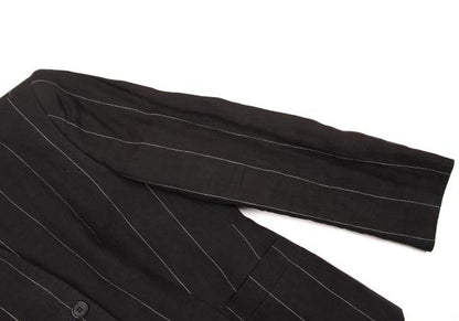 GIORGIO ARMANI Linen Stripe Collarless Jacket Gray Size 44