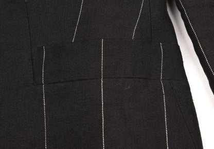 GIORGIO ARMANI Linen Stripe Collarless Jacket Gray Size 44
