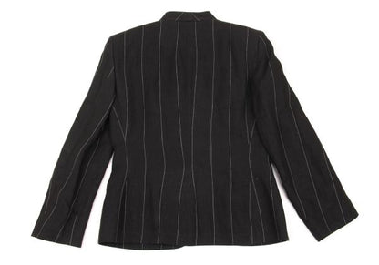 GIORGIO ARMANI Linen Stripe Collarless Jacket Gray Size 44