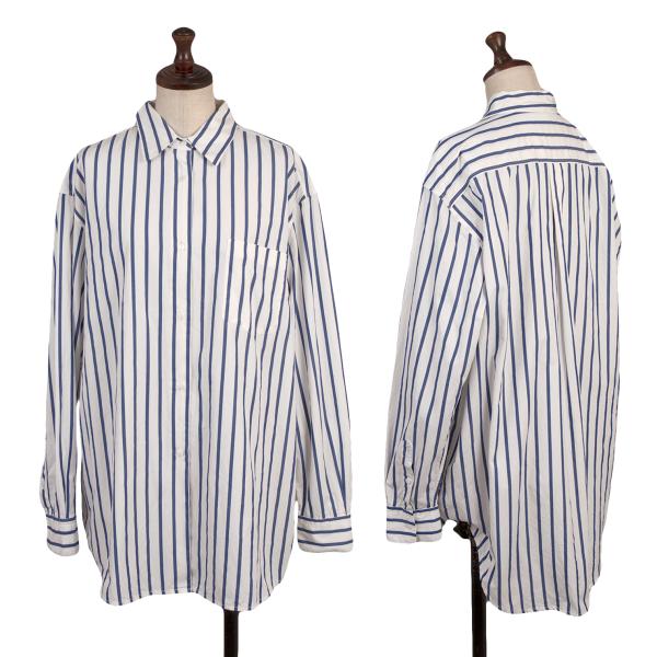 JIL SANDER Cotton Stripe Oversized Shirt White Size 36