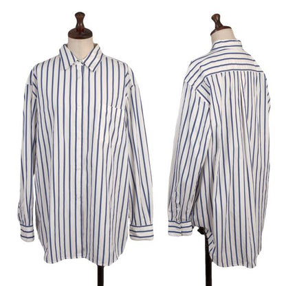 JIL SANDER Cotton Stripe Oversized Shirt White Size 36