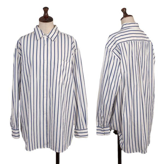 JIL SANDER Cotton Stripe Oversized Shirt White Size 36