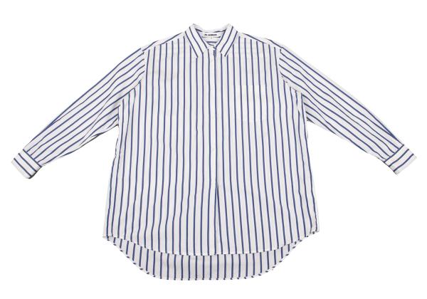 JIL SANDER Cotton Stripe Oversized Shirt White Size 36