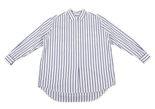 JIL SANDER Cotton Stripe Oversized Shirt White Size 36