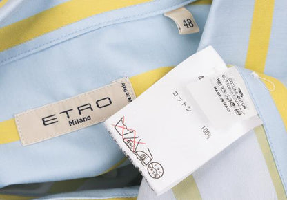 ETRO Point Embroidery Stripe Woven Jacket Blue Size 48