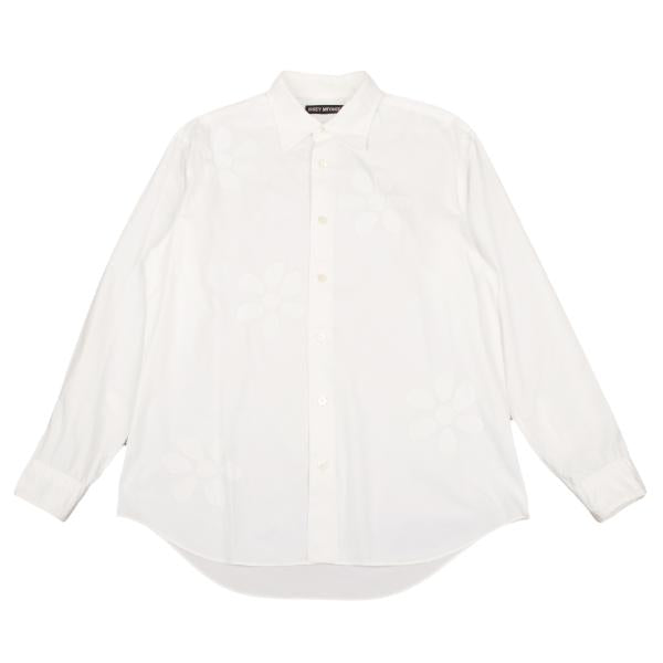 ISSEY MIYAKE MEN Front Flower Patch Long Sleeve Shirt White Size 2