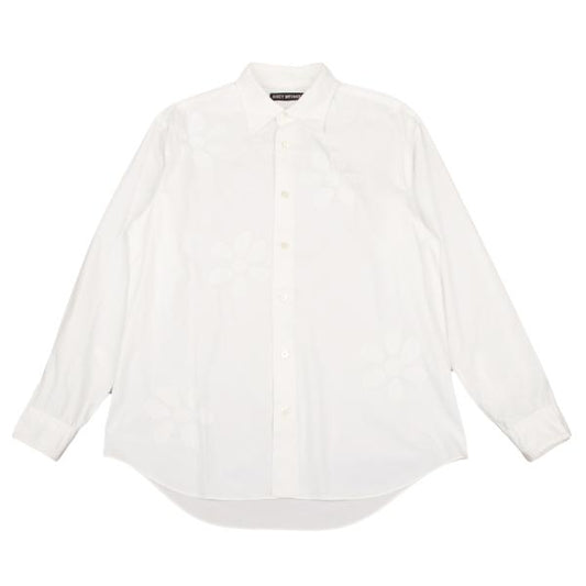ISSEY MIYAKE MEN Front Flower Patch Long Sleeve Shirt White Size 2