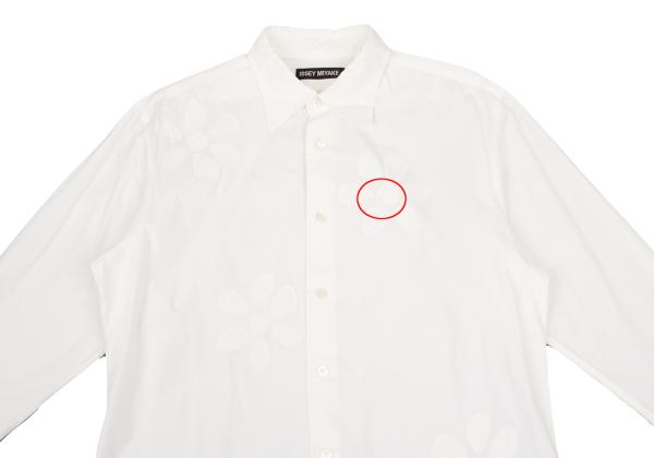 ISSEY MIYAKE MEN Front Flower Patch Long Sleeve Shirt White Size 2