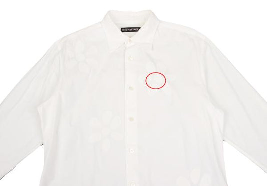 ISSEY MIYAKE MEN Front Flower Patch Long Sleeve Shirt White Size 2