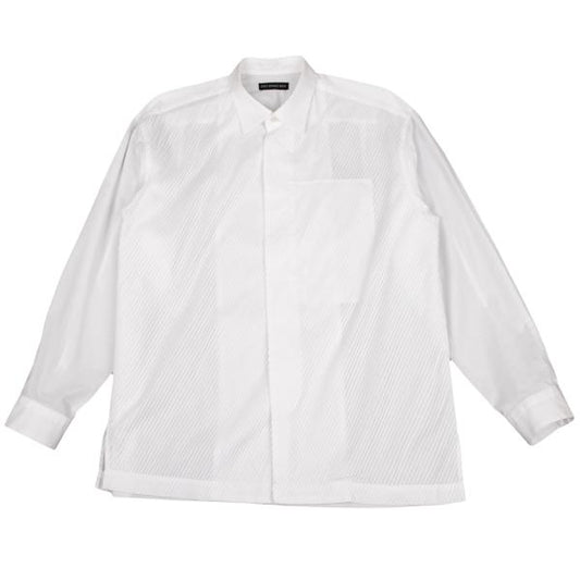 ISSEY MIYAKE MEN Front Bias Pleat Long Sleeve Shirt White Size 2
