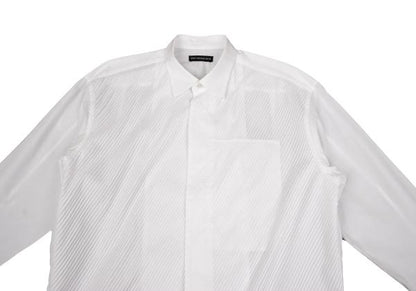 ISSEY MIYAKE MEN Front Bias Pleat Long Sleeve Shirt White Size 2