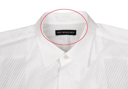 ISSEY MIYAKE MEN Front Bias Pleat Long Sleeve Shirt White Size 2
